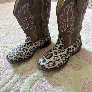 Girl Roper Brown and Pink Western Boots